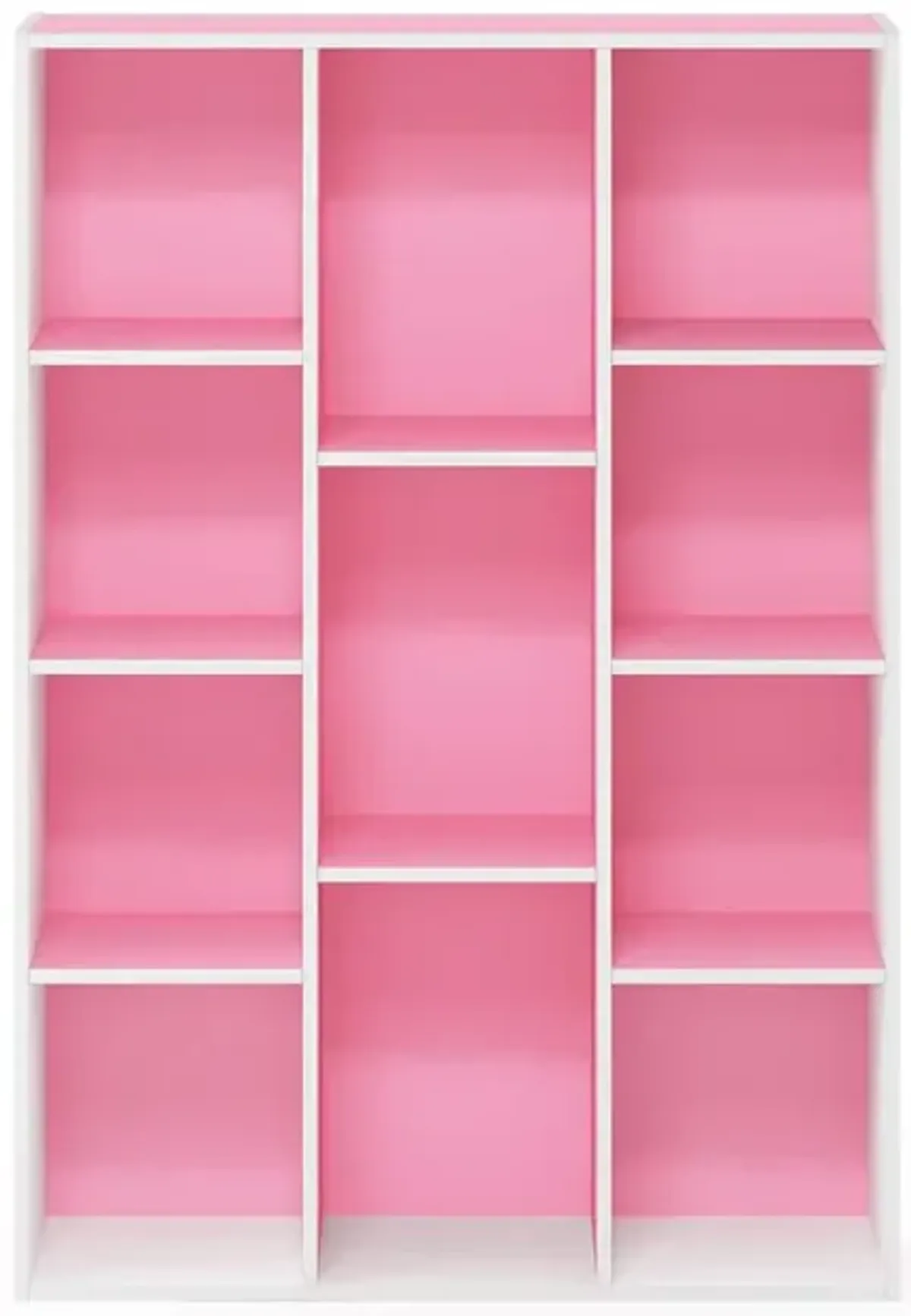 Furinno 11-Cube Reversible Open Shelf Bookcase, White/Pink