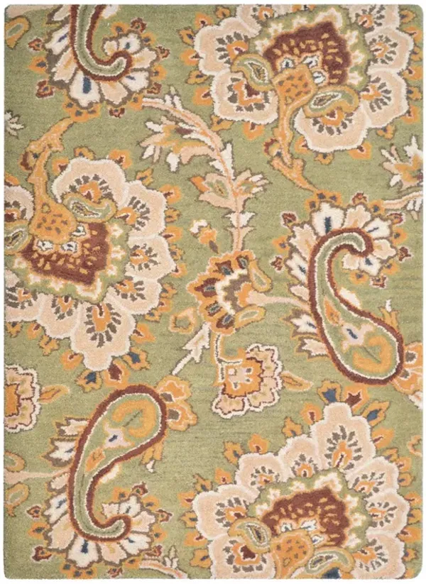 RUGSOTIC CARPETS HAND TUFTED WOOL ECO-FRIENDLY AREA RUGS  - 8'x10', Rectangle Shape, Green, Floral Modern Design, High Pile Thick Handmade Anti Skid Area Rugs for Living Room, Bed Room (K00151)