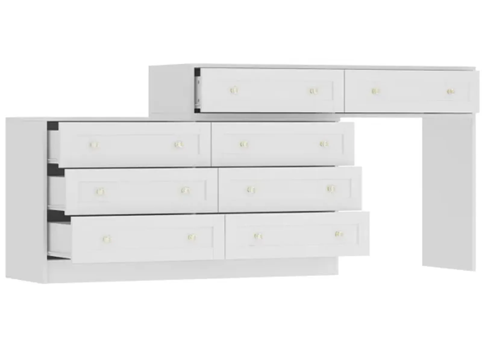 FUFU&GAGA White 8-Drawer Standard Dresser,(47.2" W x 15.7" D x 31.5" H), White