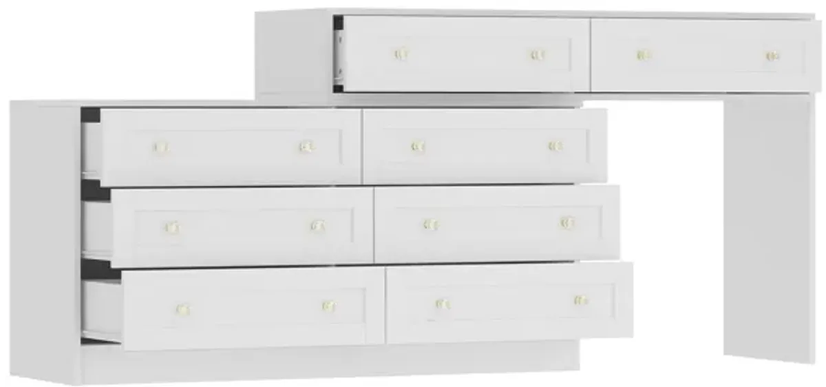 FUFU&GAGA White 8-Drawer Standard Dresser,(47.2" W x 15.7" D x 31.5" H), White