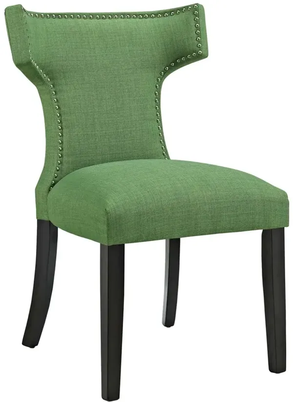 Modway Curve Mid-Century Modern Upholstered Fabric with Nailhead Trim in Kelly Green, One Chair