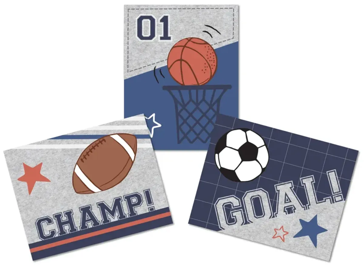 Lambs & Ivy Baby Sports 3 Piece Unframed Nursery/Child Wall Art 11� X 14�
