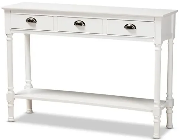 Garvey French Provincial White Finished Wood 3-Drawer Entryway Console Table