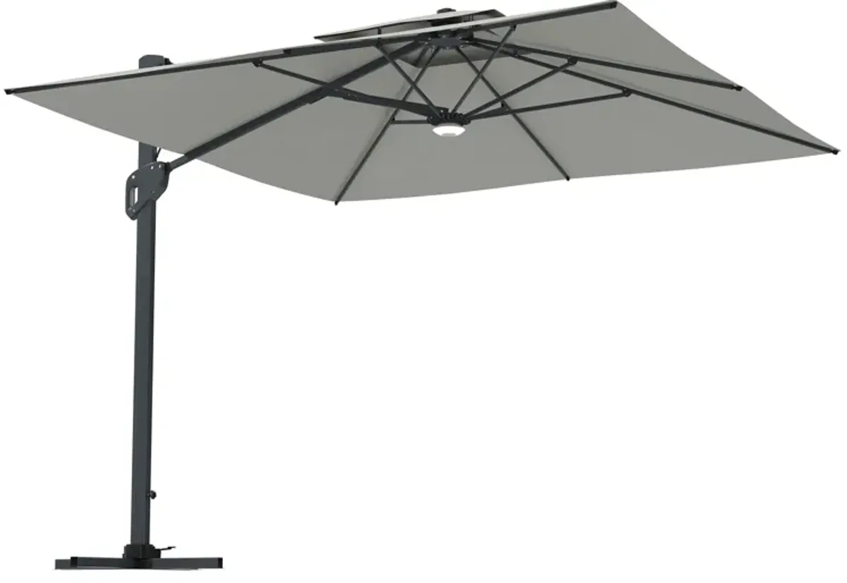 MONDAWE 10ft Square Solar LED Offset Cantilever Outdoor Patio Umbrella with Built-in Bluetooth Speaker