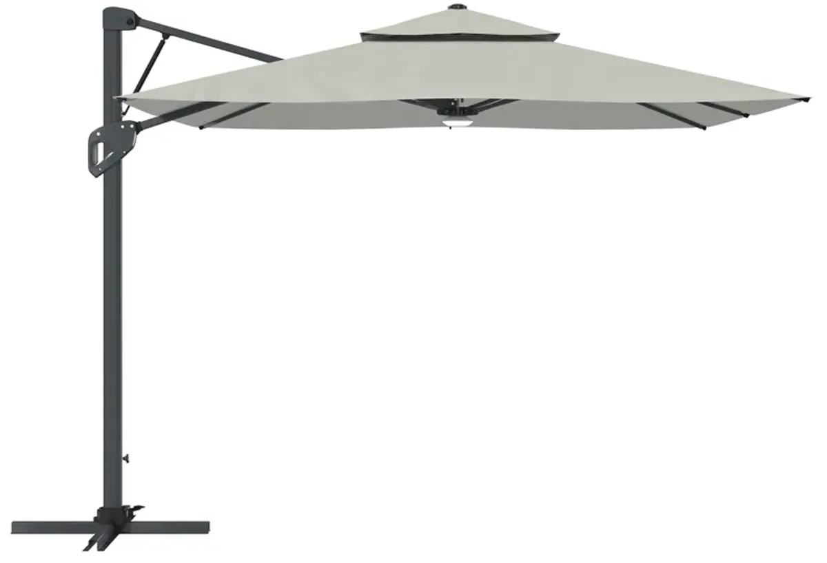 MONDAWE 10ft Square Solar LED Offset Cantilever Outdoor Patio Umbrella with Built-in Bluetooth Speaker