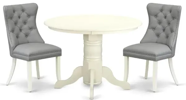 3 Piece Dinette Set Consists of a Round Kitchen Table with Pedestal