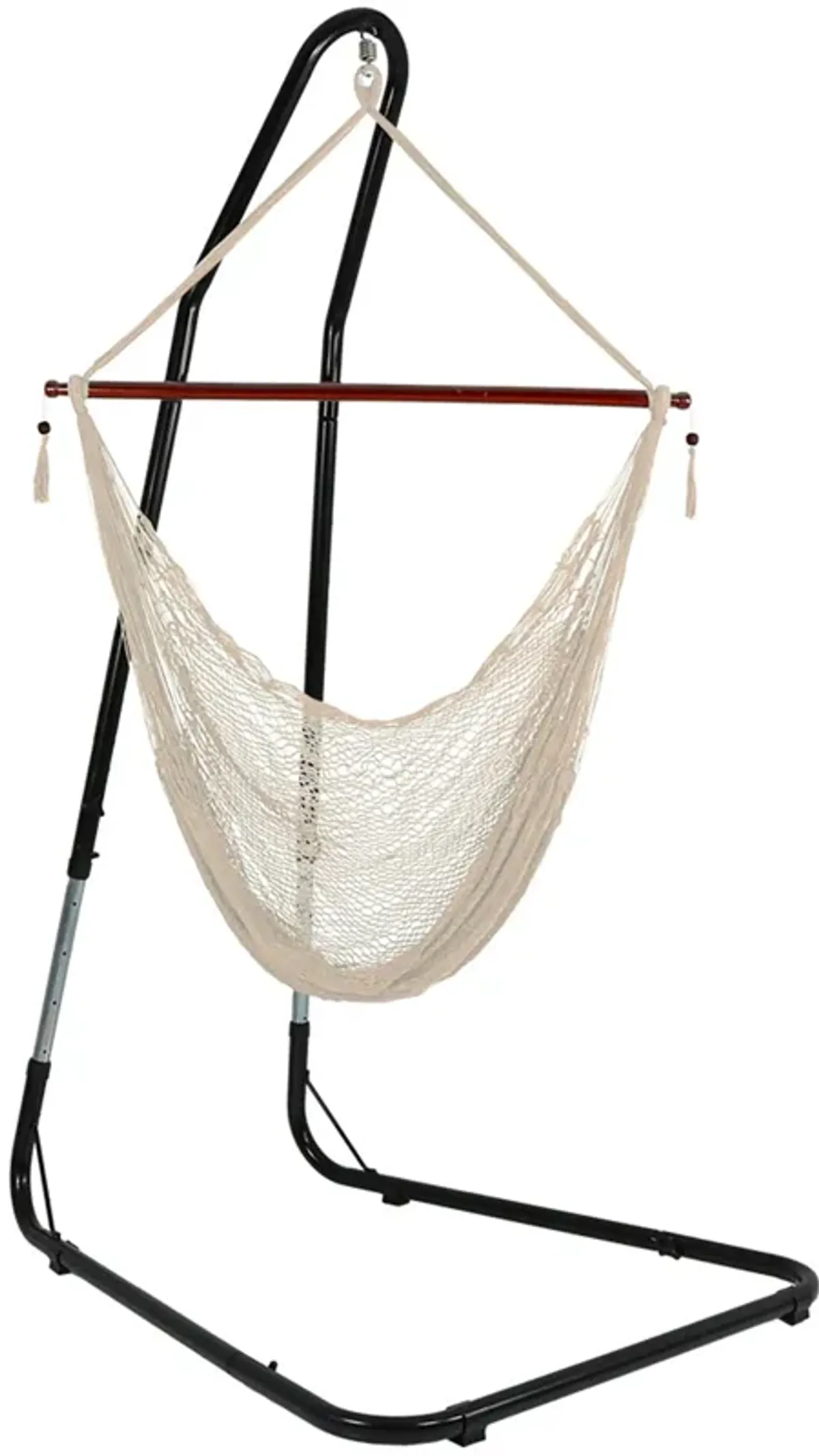 Sunnydaze Extra Large Rope Hammock Chair with Adjustable Stand - Cream