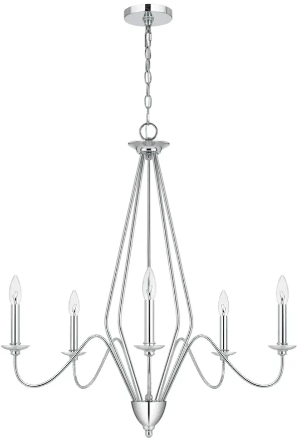 Wehy 30 Inch Chandelier w Canopy, Chrome Metal, Candelabra Design - Benzara