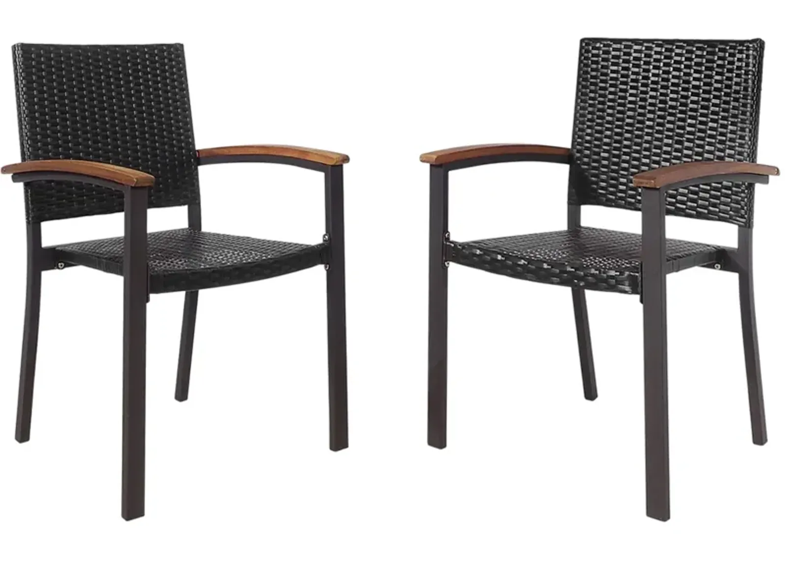 Set of 2 Outdoor Patio PE Rattan Dining Chairs