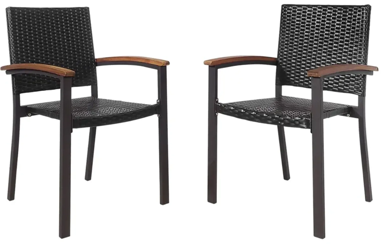 Set of 2 Outdoor Patio PE Rattan Dining Chairs