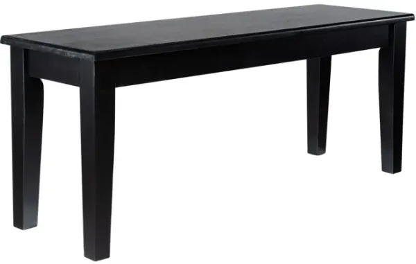 Nova Dining Bench, Shaker Style, High Gloss Black Rubberwood, 44 Inch  - Benzara