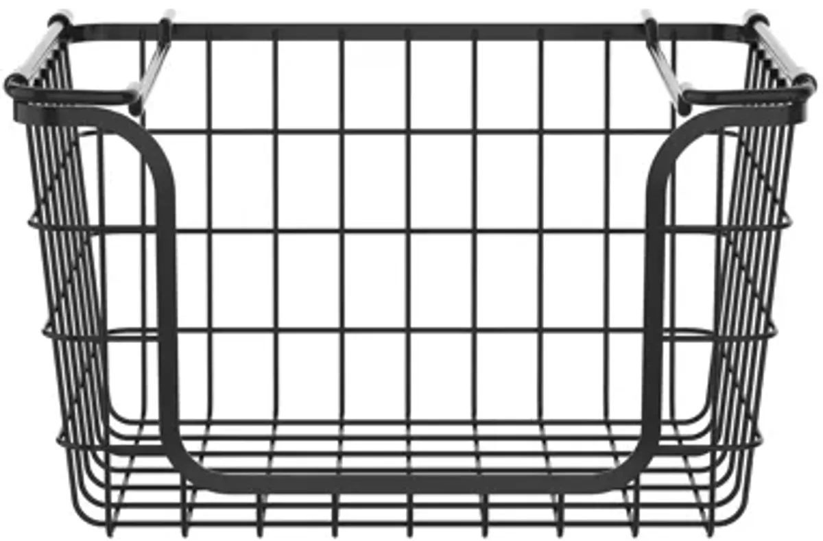 Oceanstar Stackable Metal Wire Storage Basket Set for Pantry, Countertop, Kitchen or Bathroom � Black, Set of 3