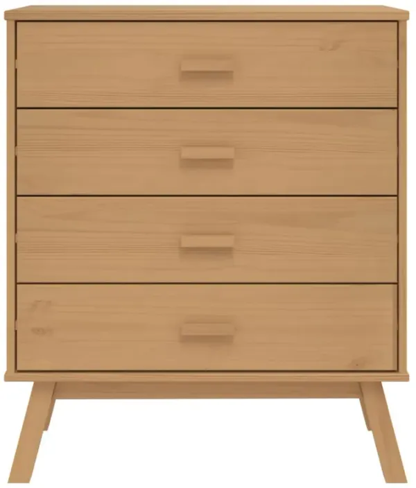 Tall Dresser Chest, 4 Drawers, Brown Solid Pine Wood Frame, 30 Inch - Benzara