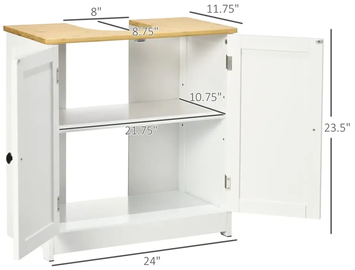 White Bathroom Storage: Under Sink Vanity Cabinet with 2 Doors