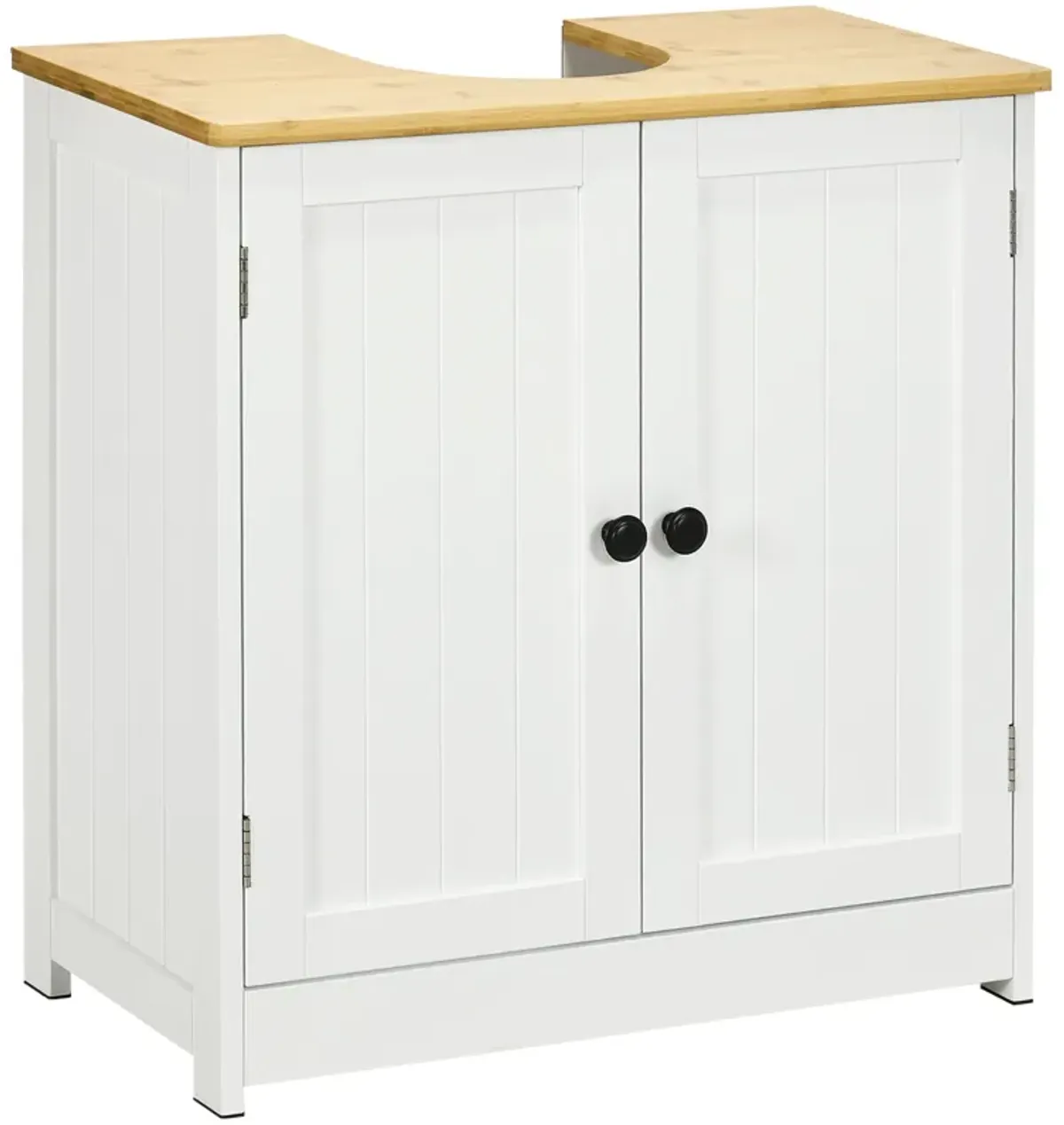 White Bathroom Storage: Under Sink Vanity Cabinet with 2 Doors