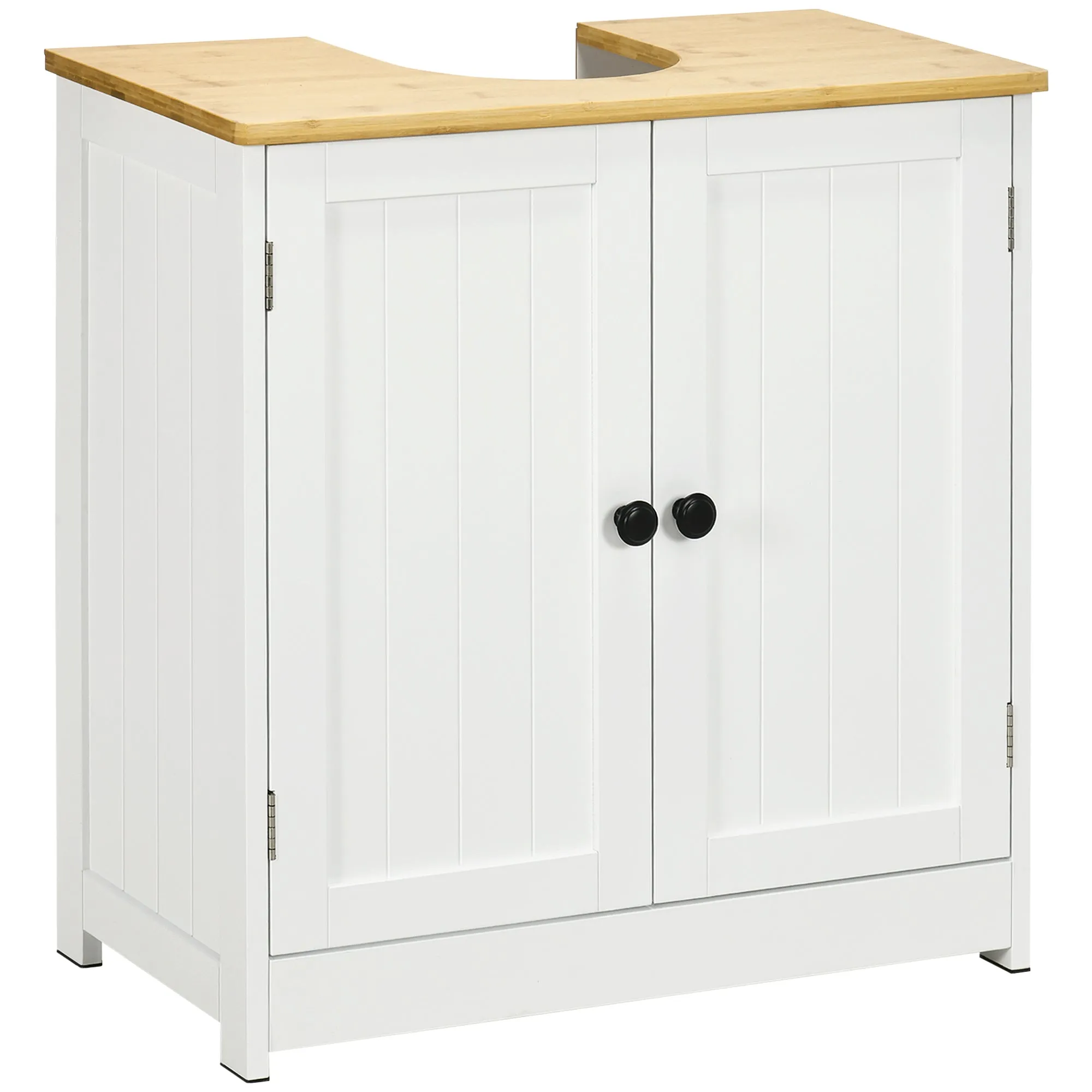 White Bathroom Storage: Under Sink Vanity Cabinet with 2 Doors