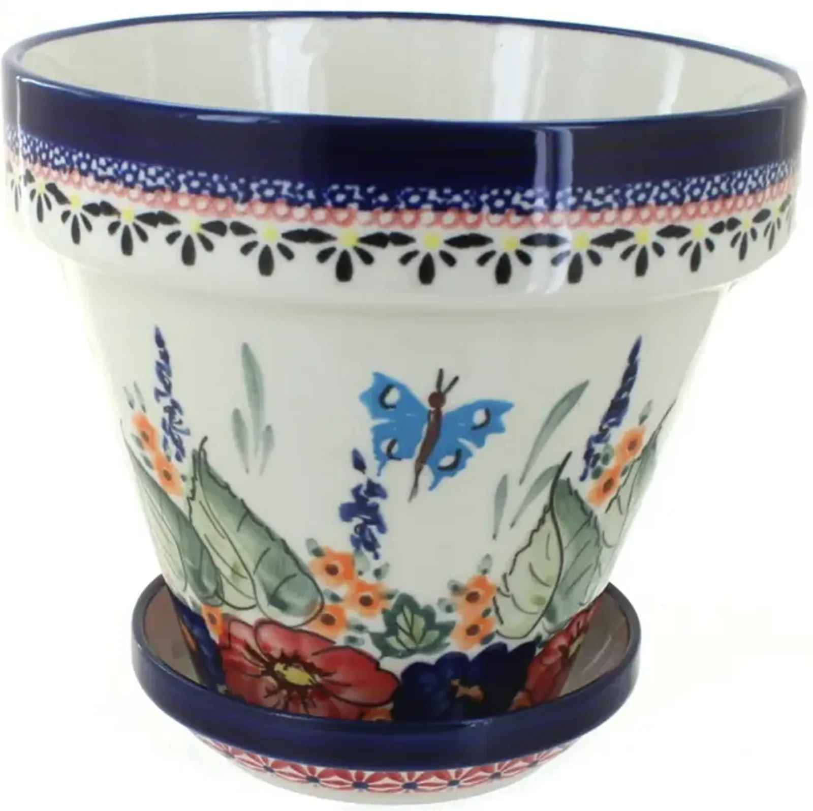 Blue Rose Polish Pottery Nature Medium Flower Pot