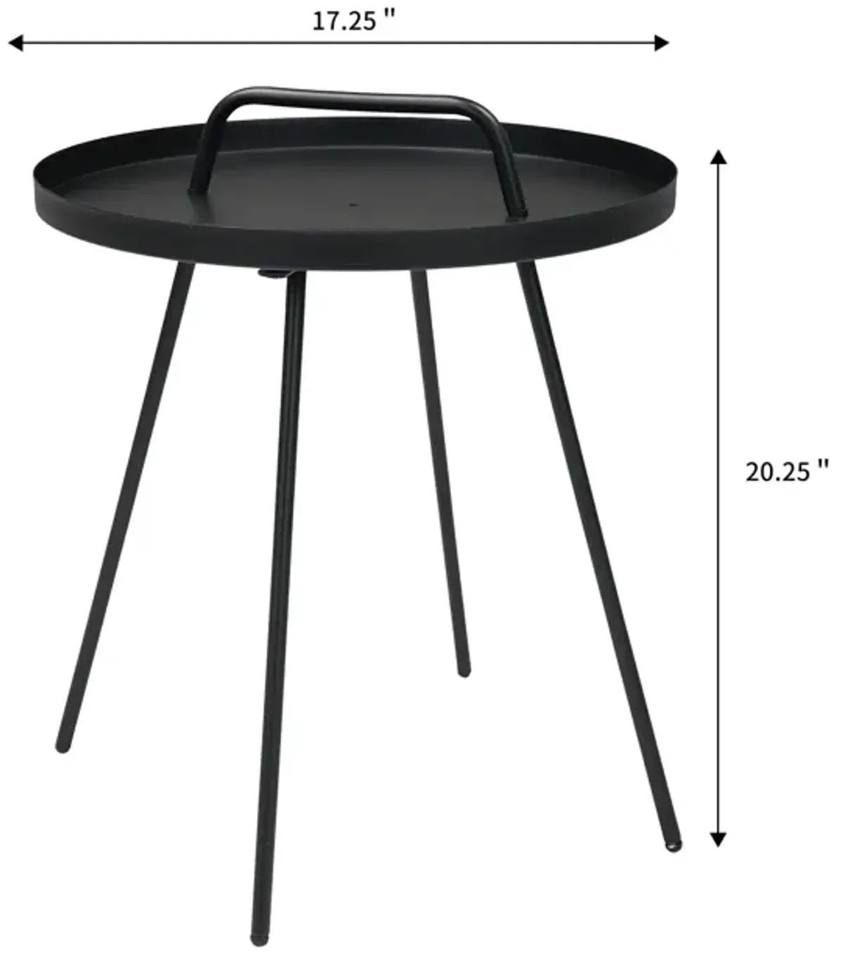 MONDAWE Iron Sheet Patio Round Coffee Table Side Table with Handle