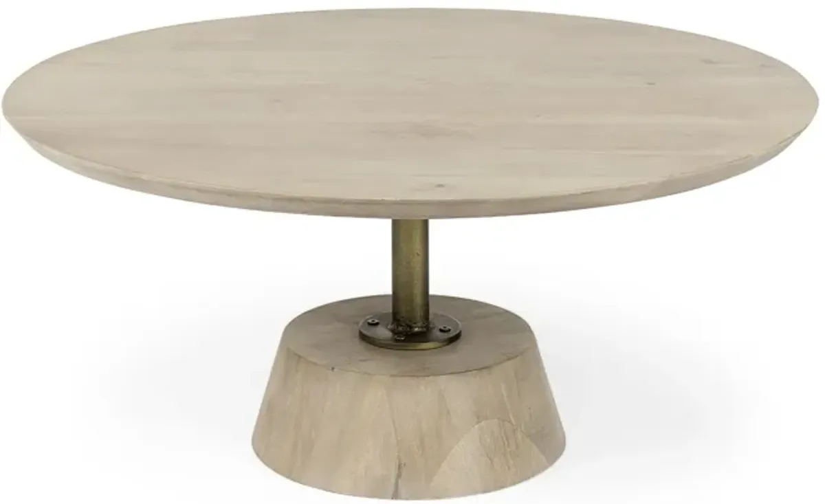 Light Brown Wooden Pedestal Coffee Table