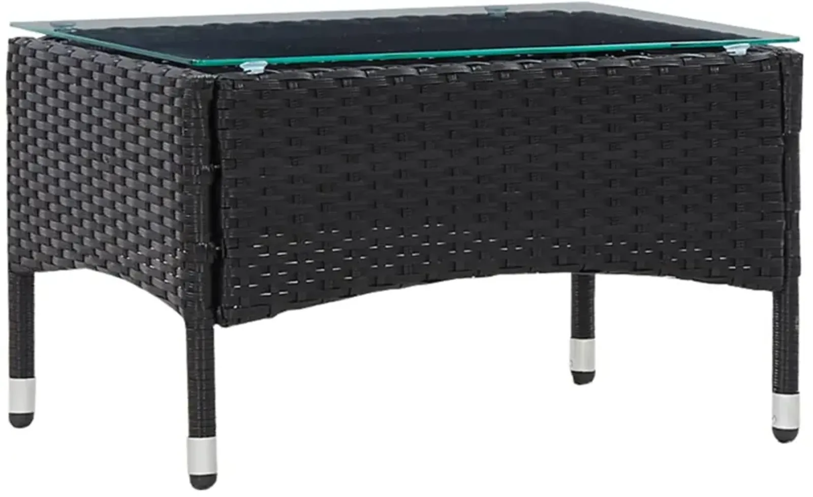 vidaXL Coffee Table Black 23.6"x15.7"x14.2" Poly Rattan