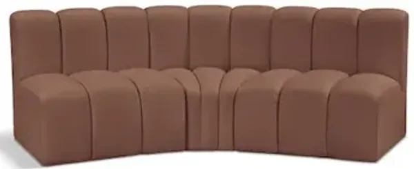 Meridian Furniture Arc Cognac Vegan Leather Modular Sofa