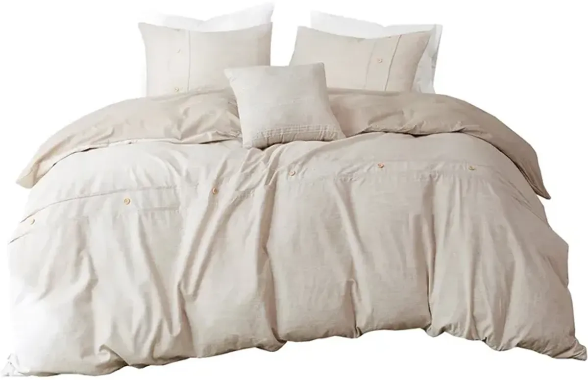 Gracie Mills Jennings Modern Farmhouse Organic Cotton Comforter Cover Set with Removable Insert