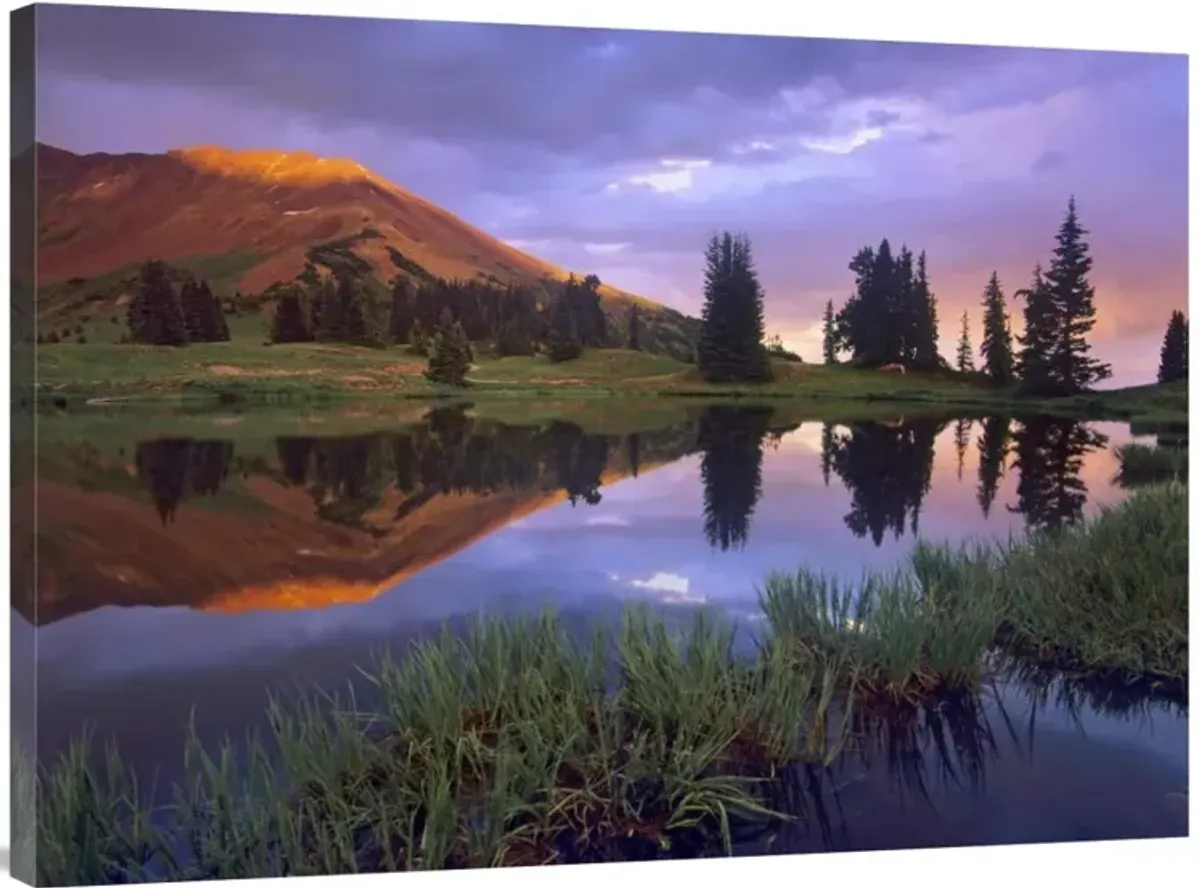 Mount Baldy at sunset reflected in lake along Paradise Divide, Colorado-Canvas Art-40x30