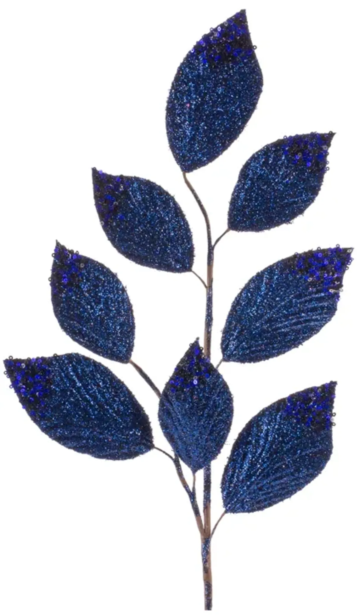 Navy Magnolia Leaf Spray With Bead Accent (Set of 6)