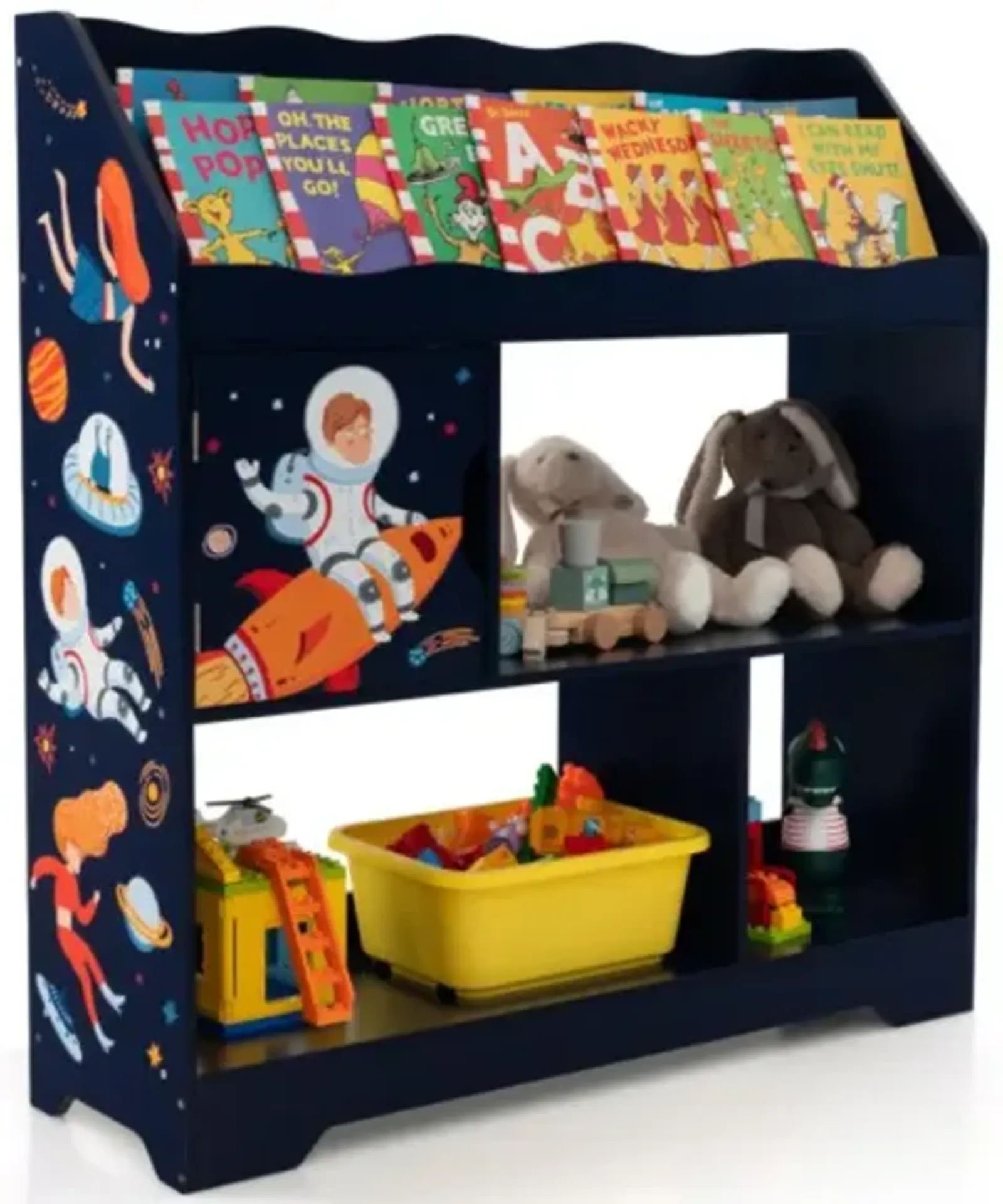 Hivvago Kids Toy Storage Organizer with Book Shelf and Storage Cabinet