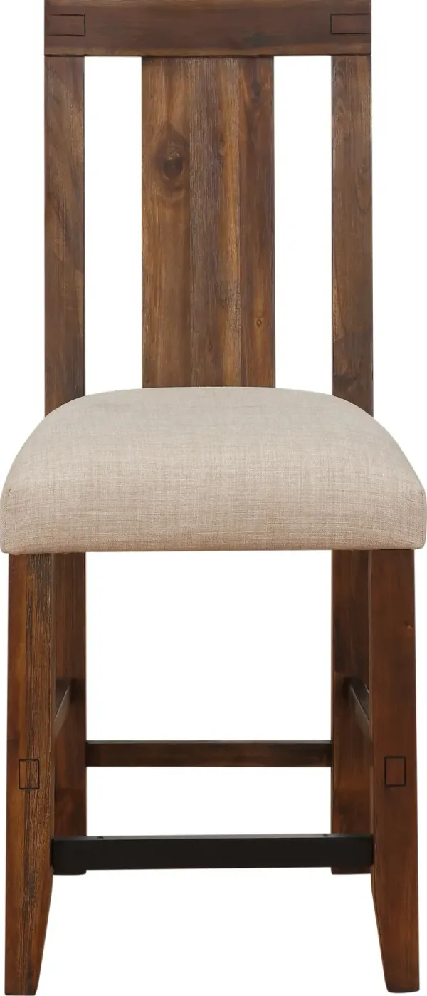 Meadow Solid Wood Upholstered Kitchen Counter Stool in Brick Brown - Set of 2