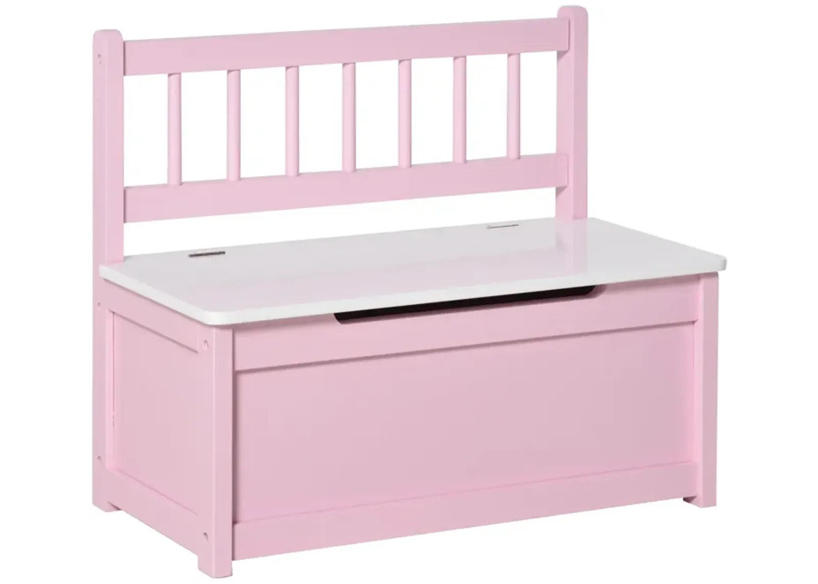 Pink Kids' Organizer: 2-in-1 Storage Bench and Toy Box with Safety Rod