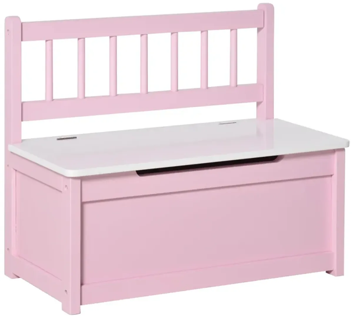 Pink Kids' Organizer: 2-in-1 Storage Bench and Toy Box with Safety Rod