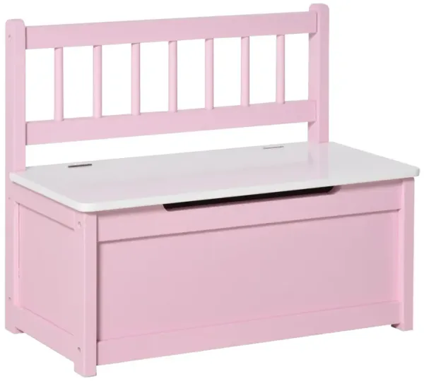 Pink Kids' Organizer: 2-in-1 Storage Bench and Toy Box with Safety Rod