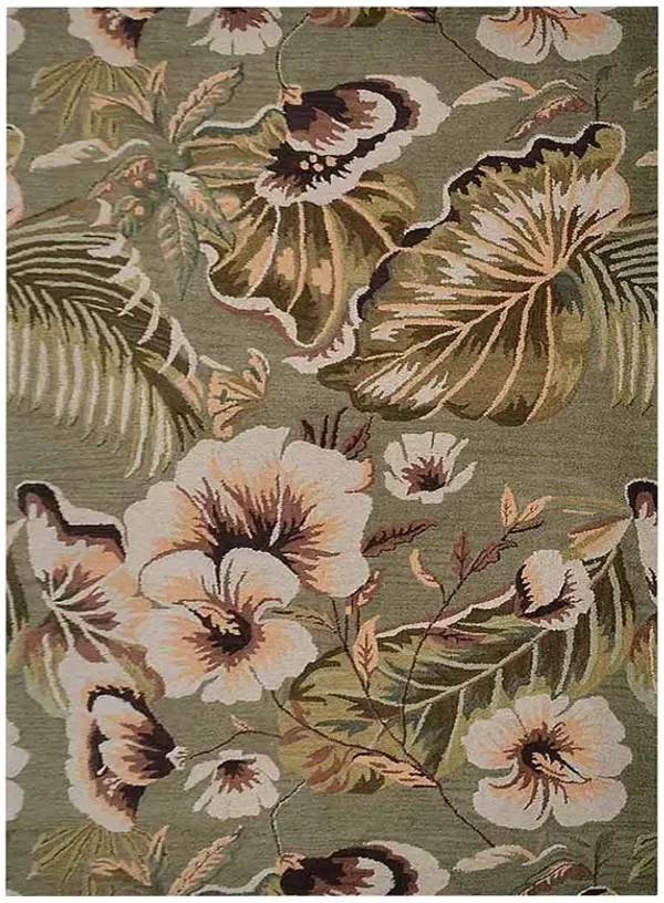 RUGSOTIC CARPETS HAND TUFTED WOOL ECO-FRIENDLY AREA RUGS  - 9'x12', Rectangle Shape, Green, Floral Modern Design, High Pile Thick Handmade Anti Skid Area Rugs for Living Room, Bed Room (K00903)