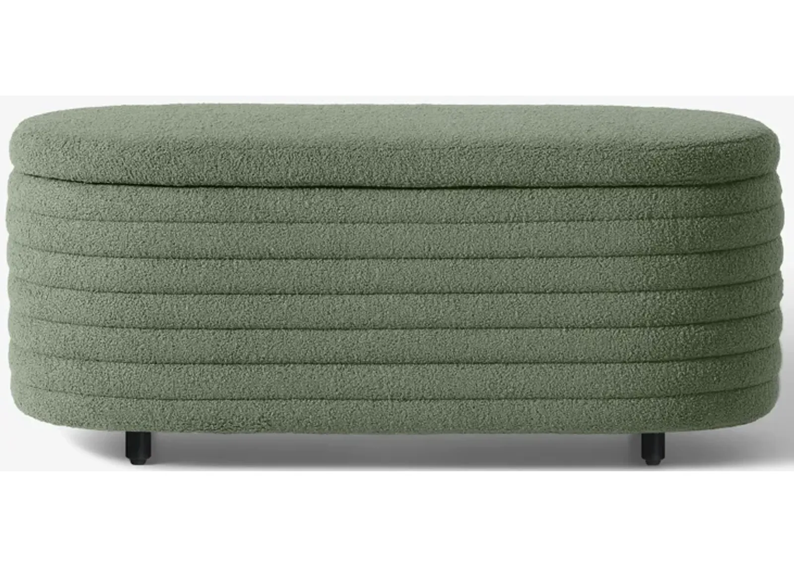 WestinTrends 42" Wide Mid-Century Modern Upholstered Teddy Sherpa Tufted Oval Storage Ottoman Bench