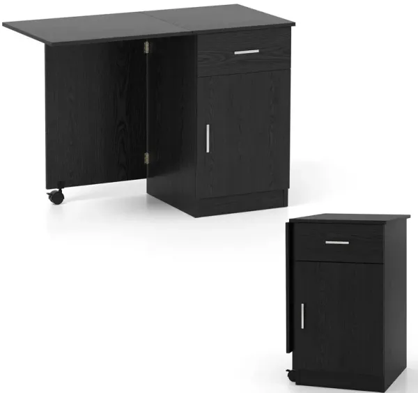 Folding Computer Desk with Drawer and Mobile Cabinet for Home Office