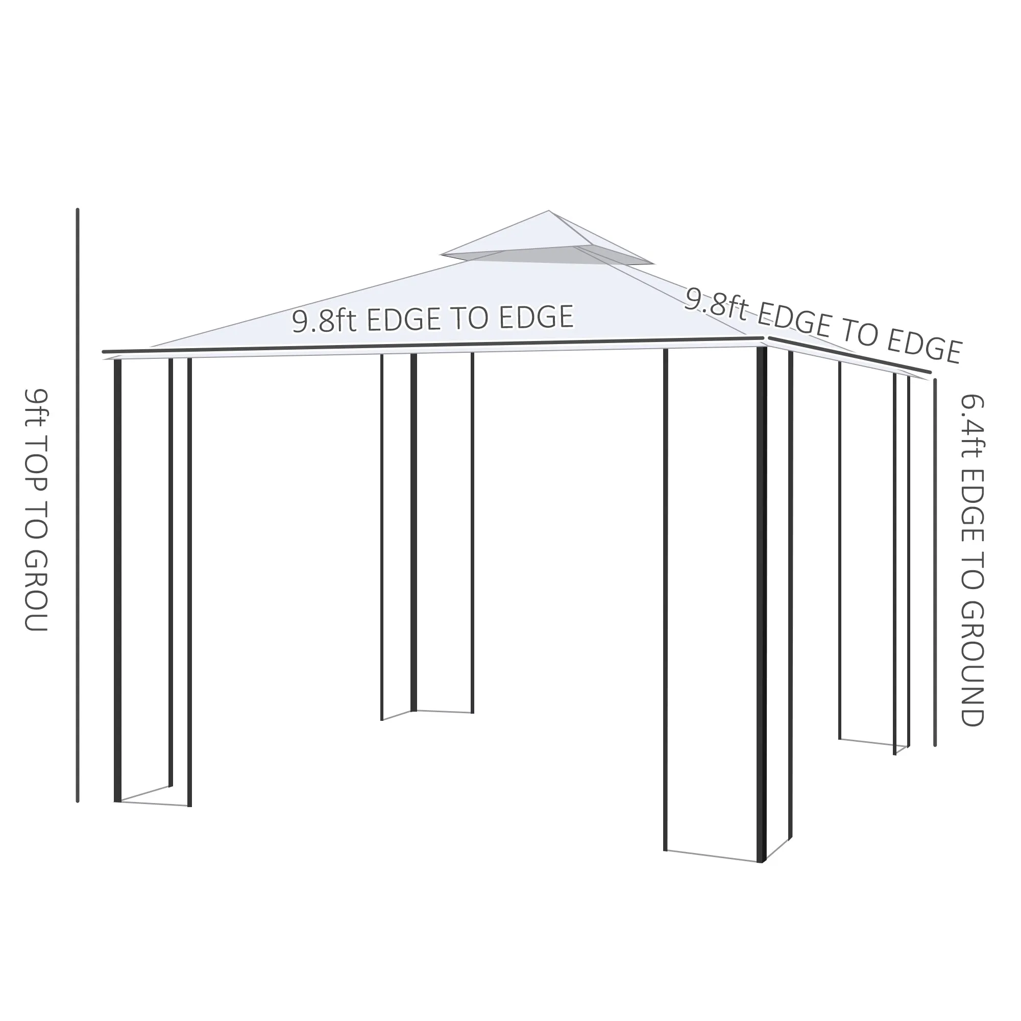 Cream Outdoor Entertaining: 10x10 Steel Gazebo with Mesh Curtains & Shelves