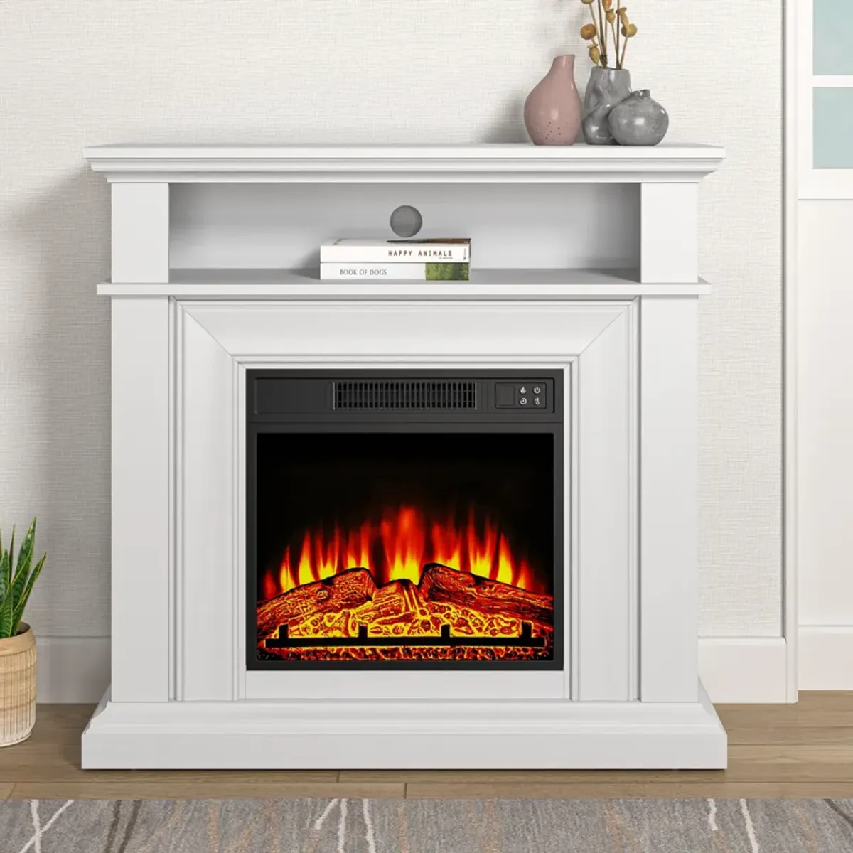 FESTIVO 36-Inch Electric Fireplace with Mantel & Wood Finish