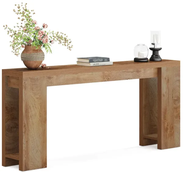 Modern 70.9-Inch Console Table, Farmhouse Wood Sofa Table, Narrow Entryway Christmas Renewal Table for Living Room, Hallway, Entrance, Foyer, Light Oak Brown