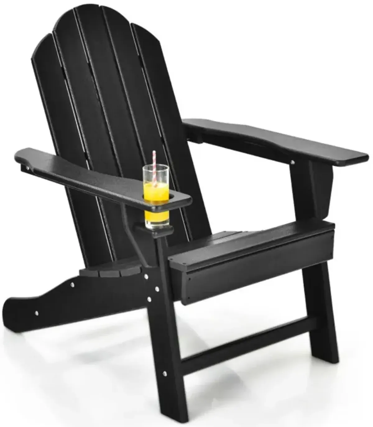 Hivvago Outdoor Adirondack Chair with Built-in Cup Holder for Backyard Porch