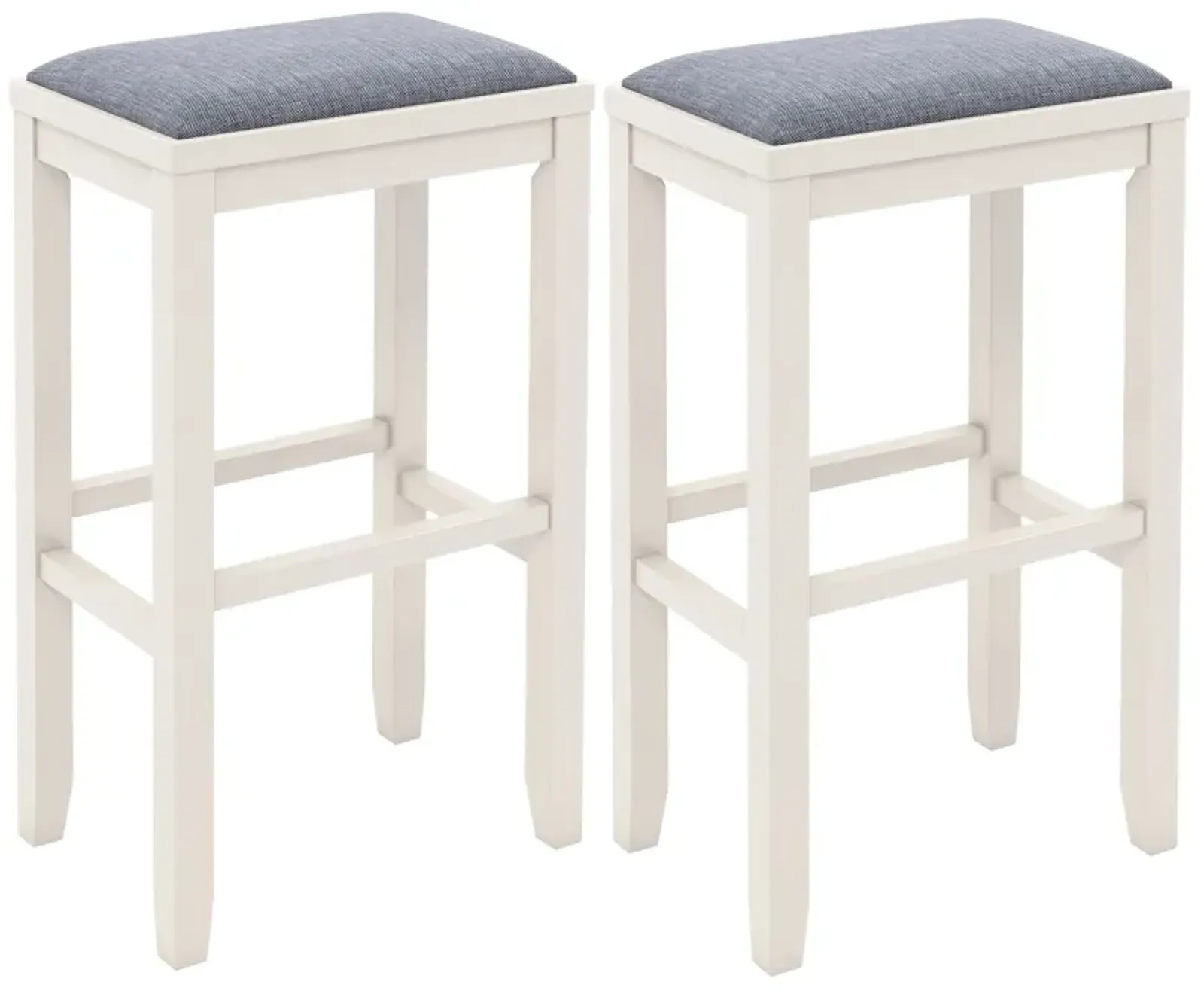 2 Pieces 31 Inch Upholstered Bar Stool Set with Solid Rubber Wood Frame and Footres