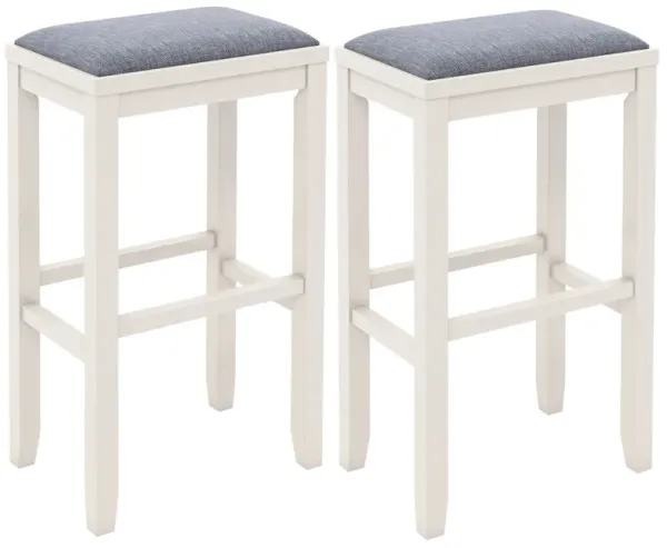 2 Pieces 31 Inch Upholstered Bar Stool Set with Solid Rubber Wood Frame and Footres