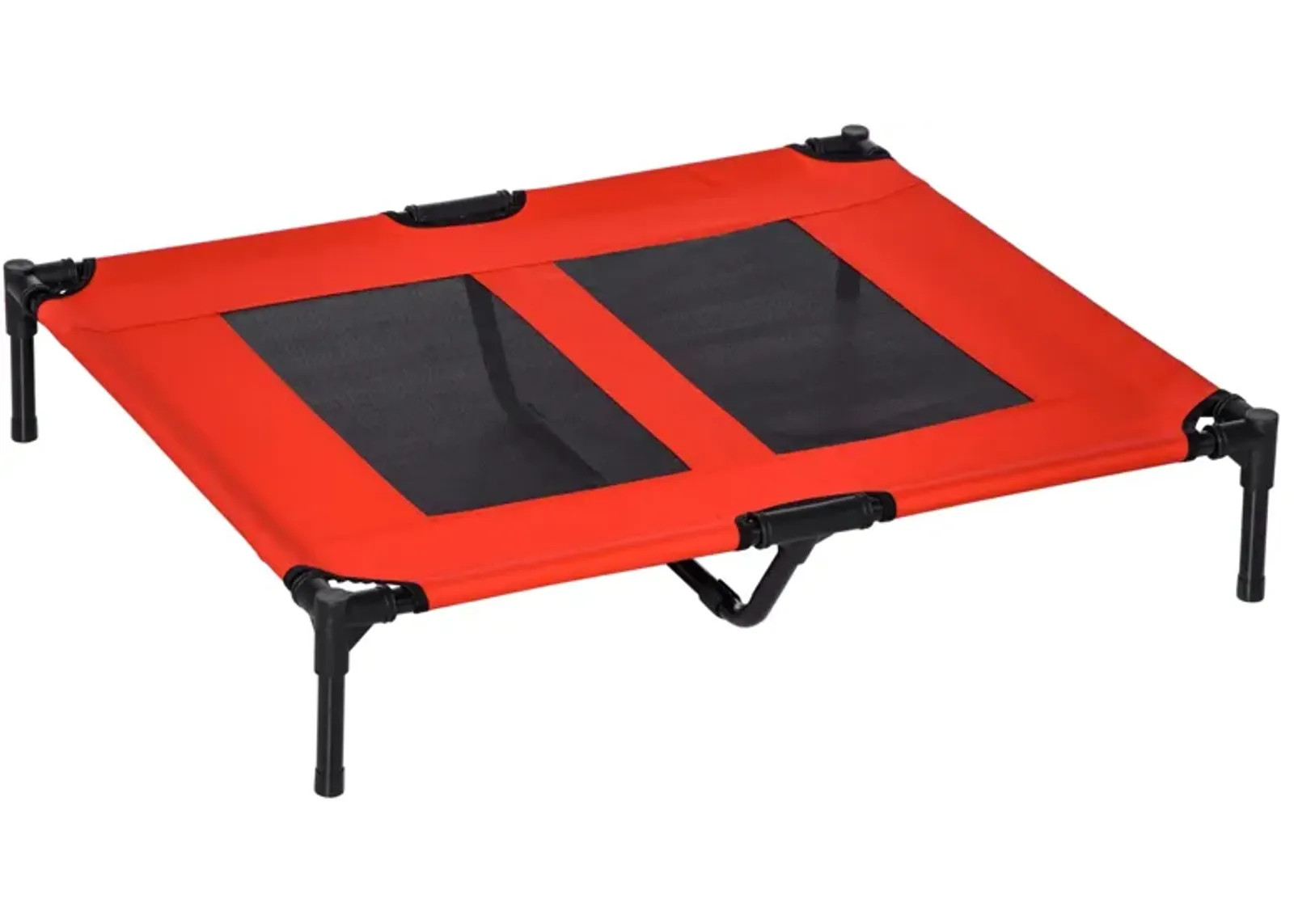 Canine Cooling Station: 36"x30" Red Elevated Mesh Dog Bed for Summer