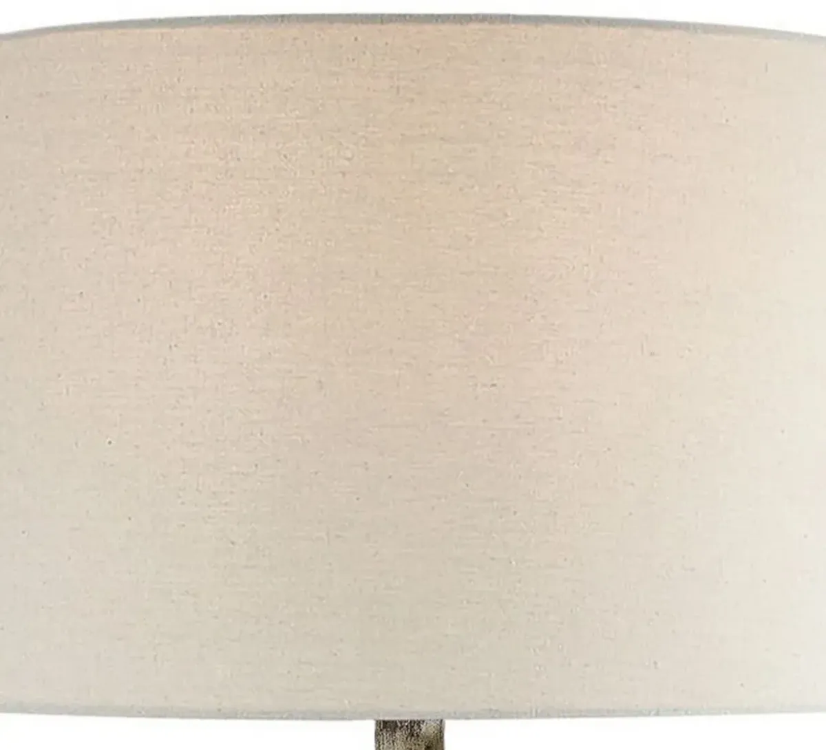 Alin 29 Inch Hydrocal Table Lamp, Drum Shade, Urn Shaped Base, Misty Sky - Benzara