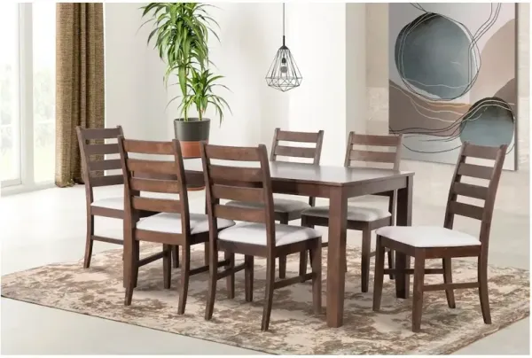 New Classic Furniture Pascal 59 Retangular Wood Dining Set with 6 Chairs in Walnut