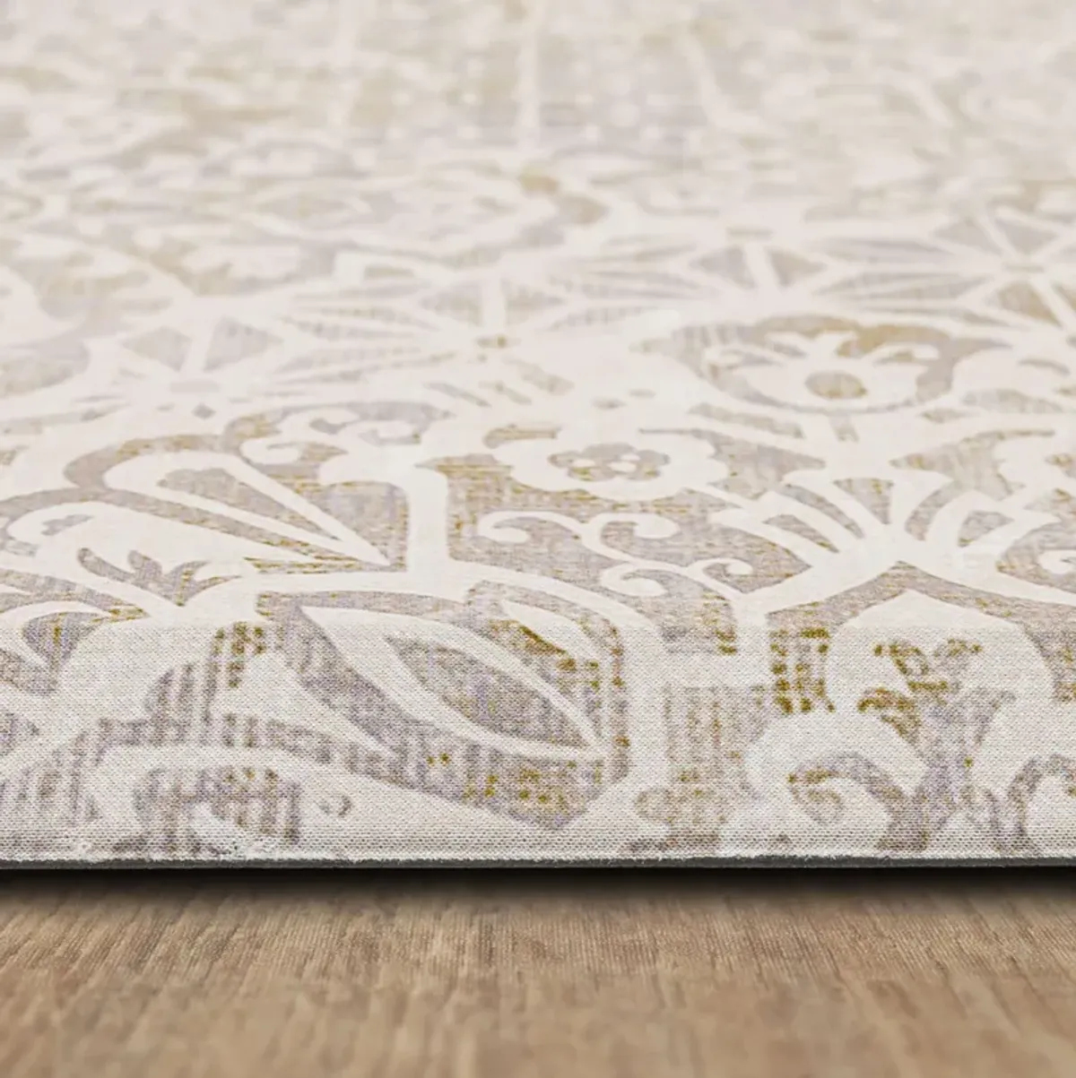 Damask Nouveau Tan  1' 8" x 3' 6" Door Mat