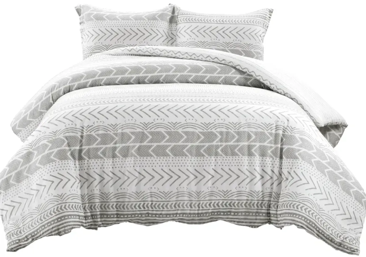 Hygge Geo Reversible Cotton Duvet Cover  3Pc Set