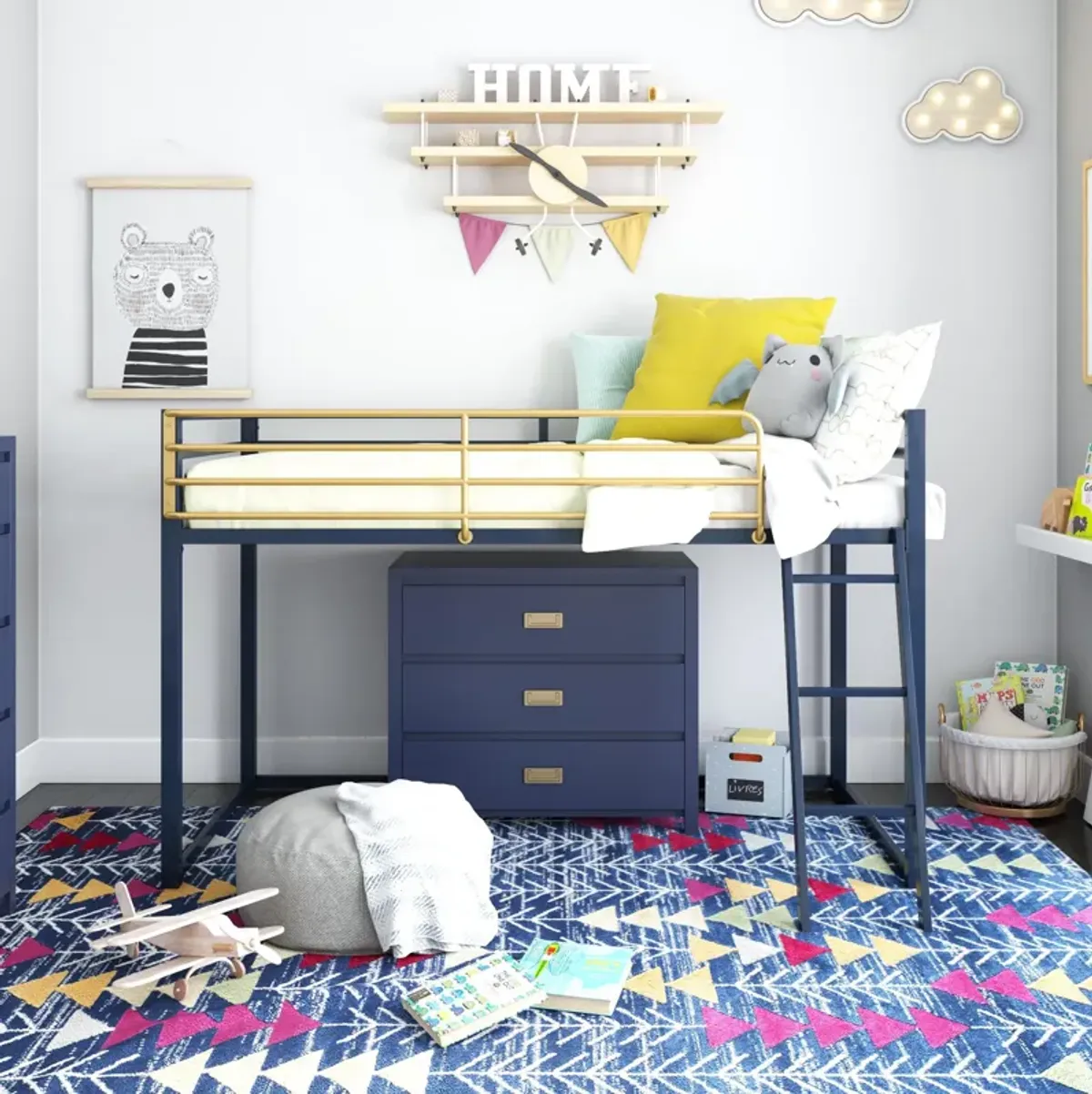 Little Seeds Monarch Hill Haven Twin Size Metal Junior Loft Bed