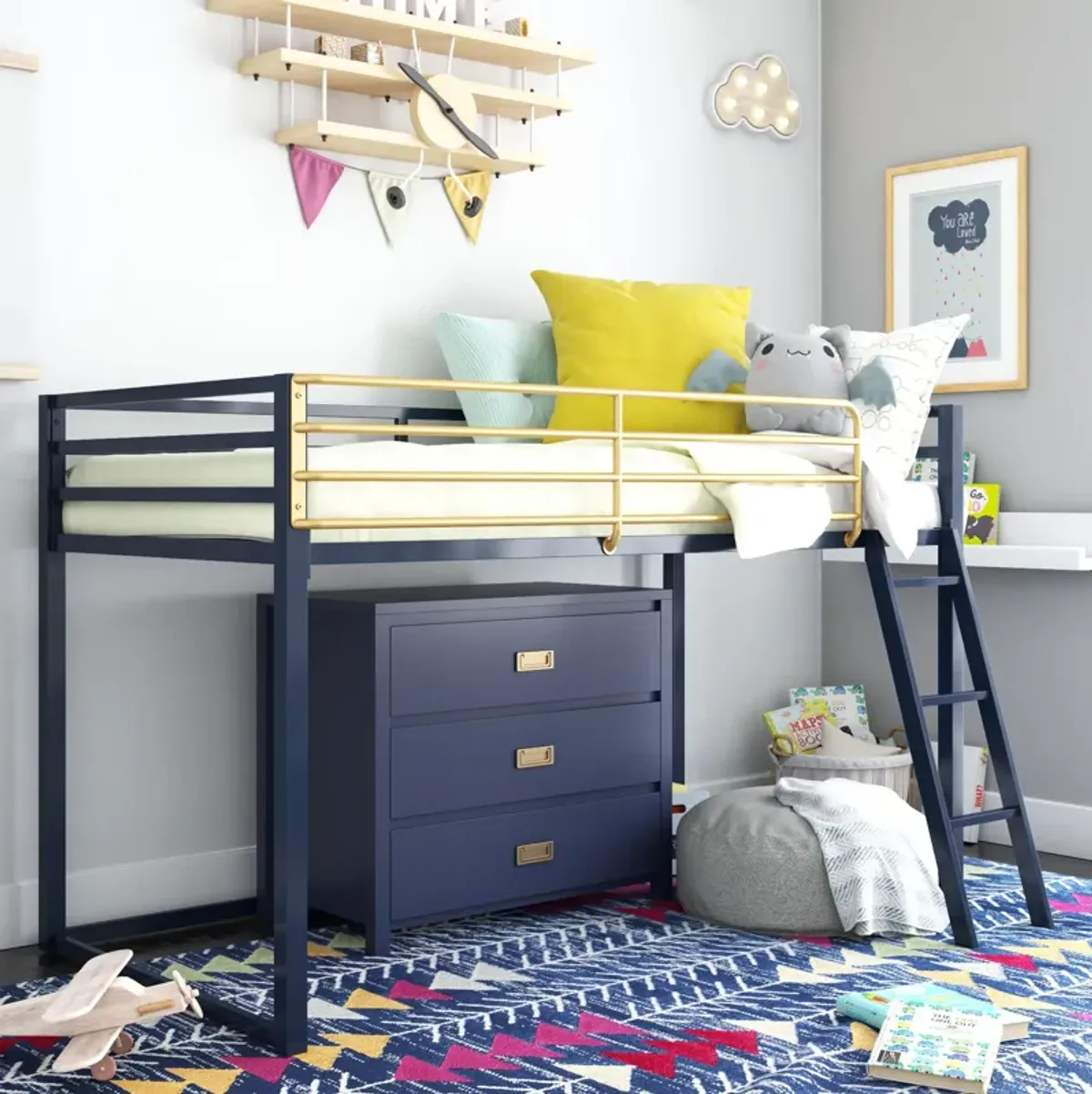 Little Seeds Monarch Hill Haven Twin Size Metal Junior Loft Bed