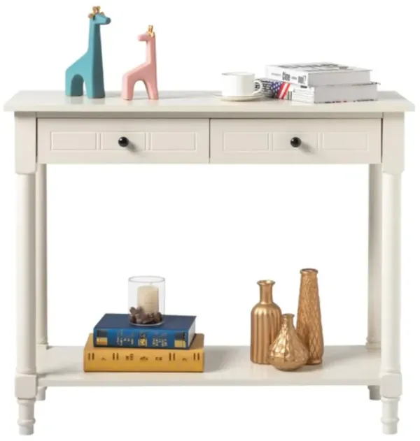 2-Tier Console Table with 2 Drawers Elegant & Functional Entryway or Living Room Storage